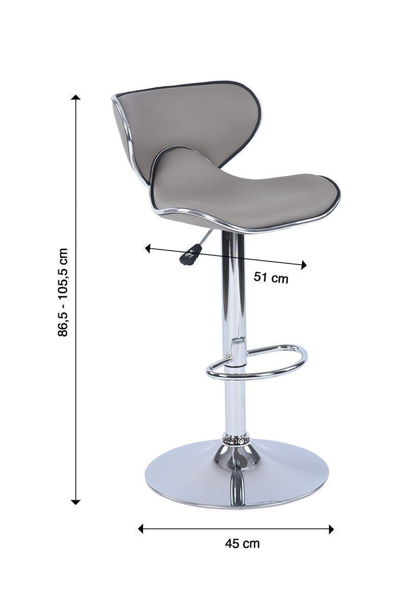 Pack 4 Piso de Bar Taburete Altura Regulable Gris-2