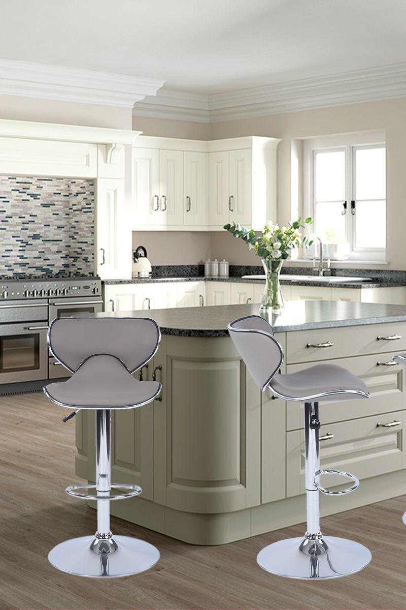 Pack 4 Piso de Bar Taburete Altura Regulable Gris-5