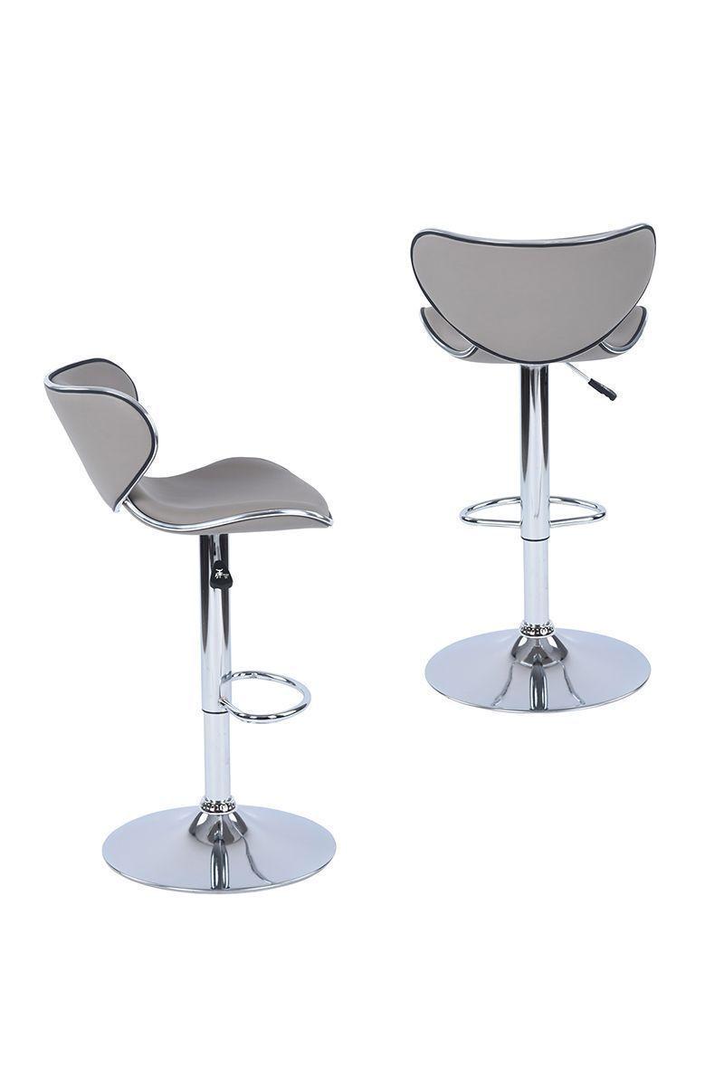 Pack 4 Piso de Bar Taburete Altura Regulable Gris-3