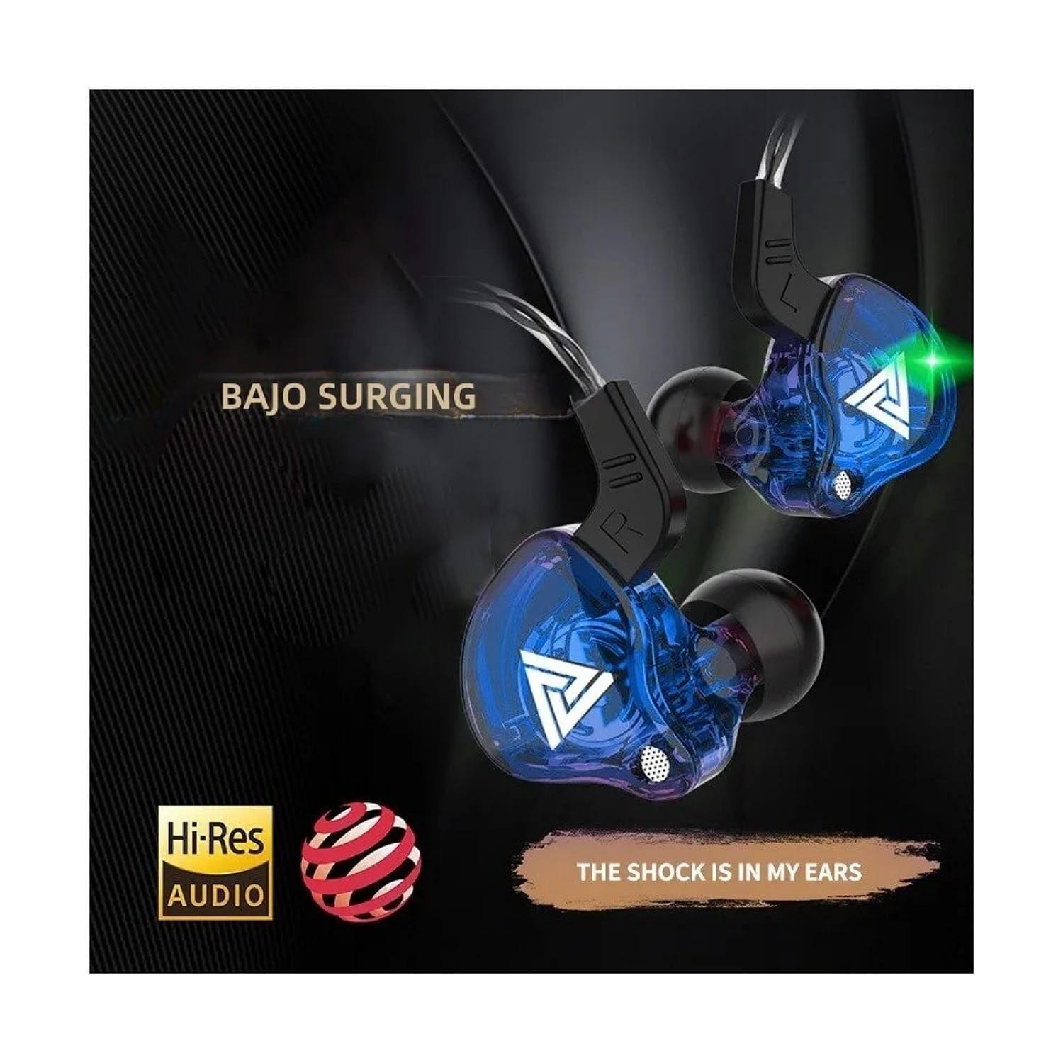 Audifonos  Deportivo Qkz Ak6 Con Cable Jack 3.5mm AZUL-2