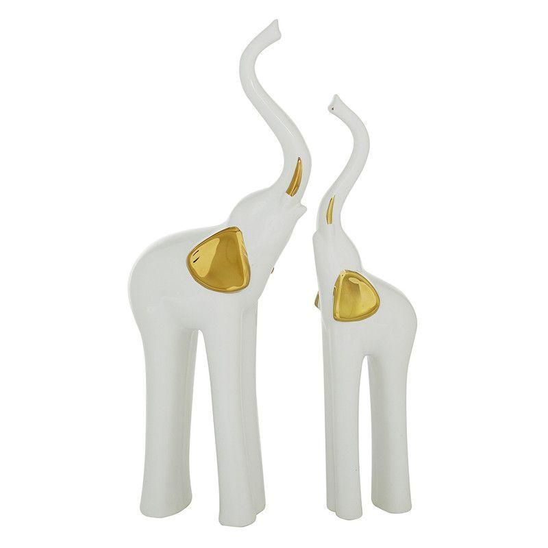 Set Esculturas Elefantes Porcelana-0