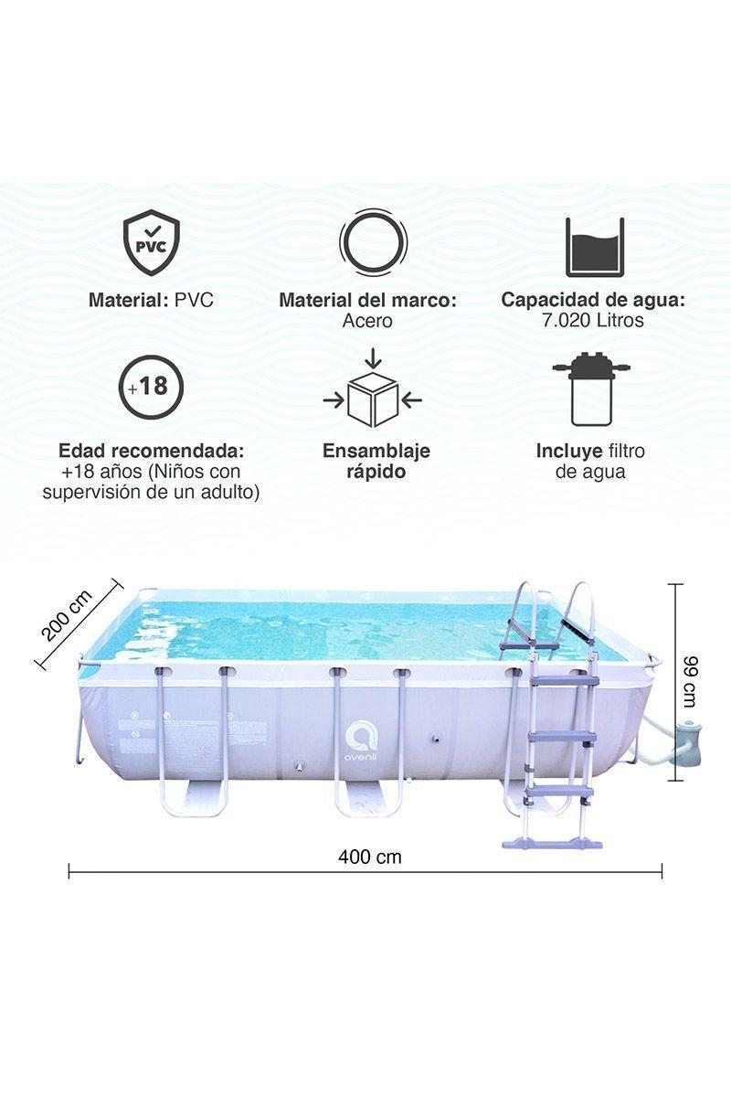 Piscina con Filtro 7020 L 99x200x400 cm Gris-2