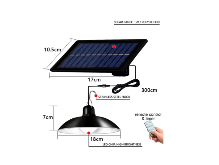 Lampara Solar Doble Colgante 240w Plafon + Control-1