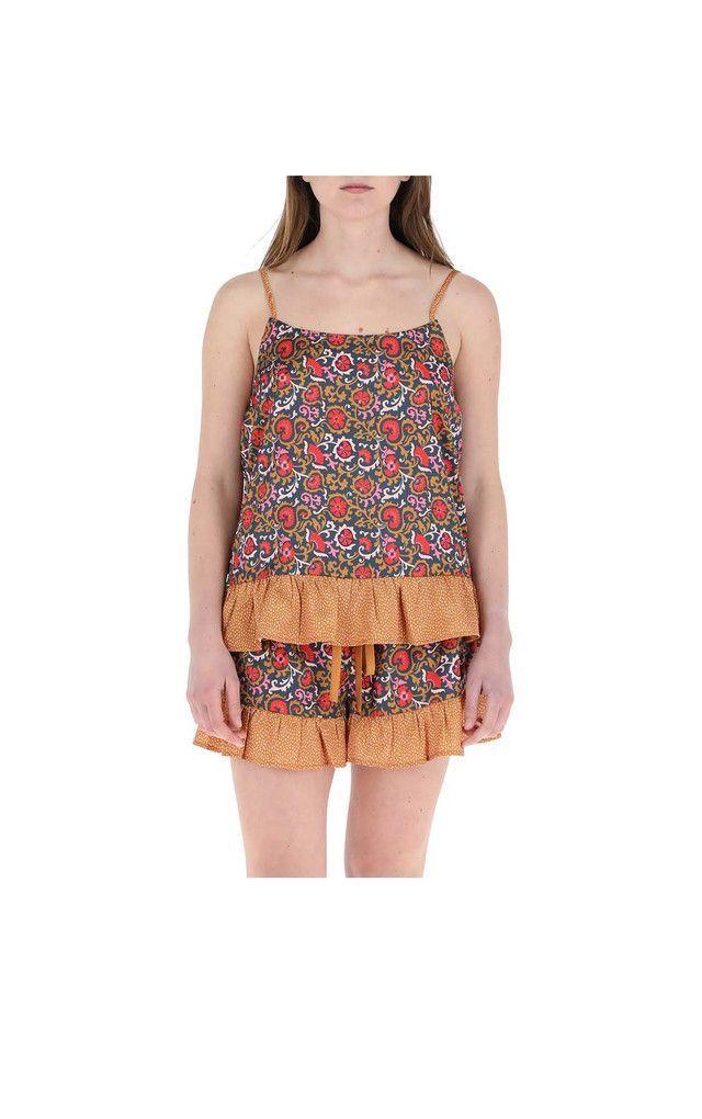 Pijama Corto Set Rococo Naranjo Humana-1