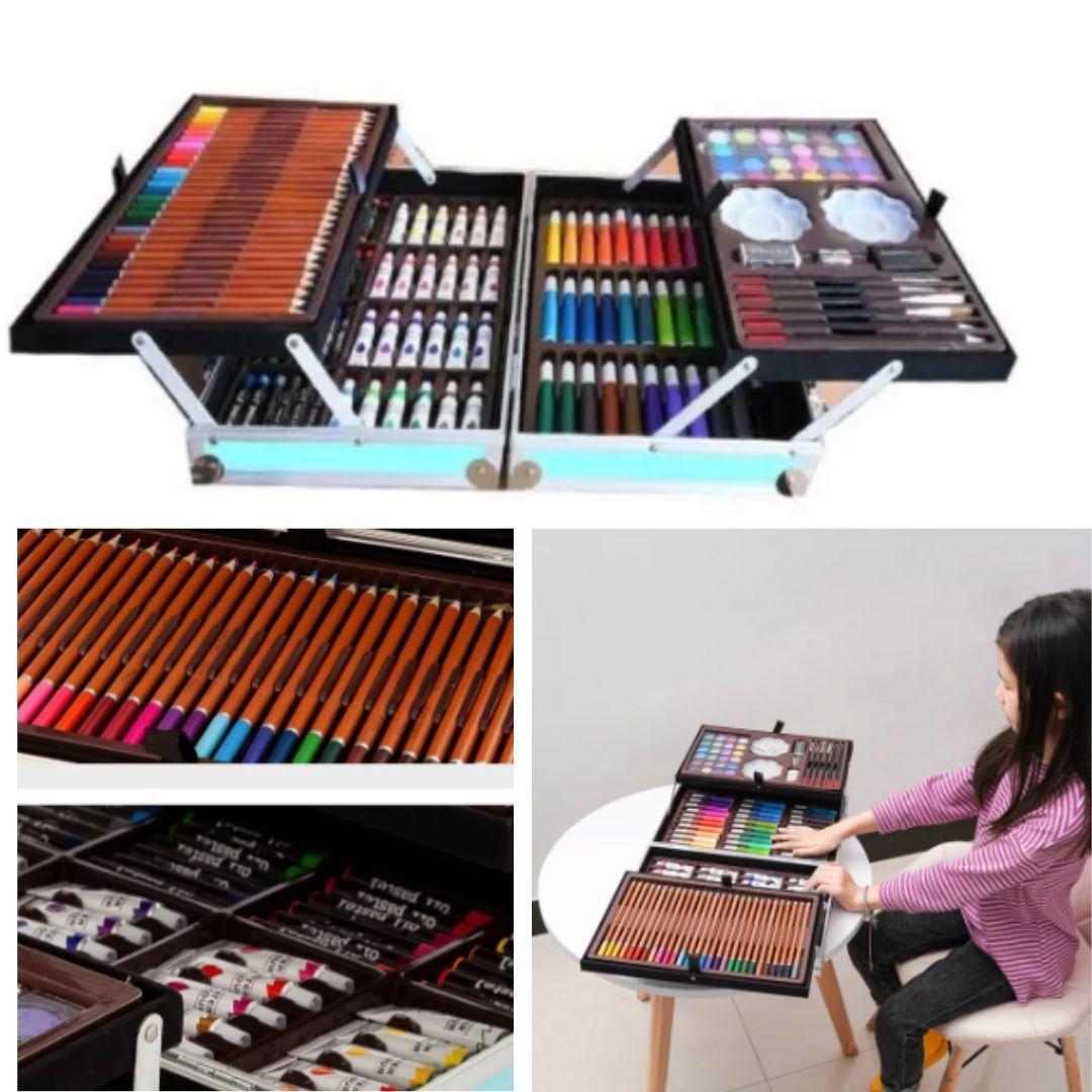 Kit De Arte 145 Piezas 2 niveles con Estuche de Aluminio-5
