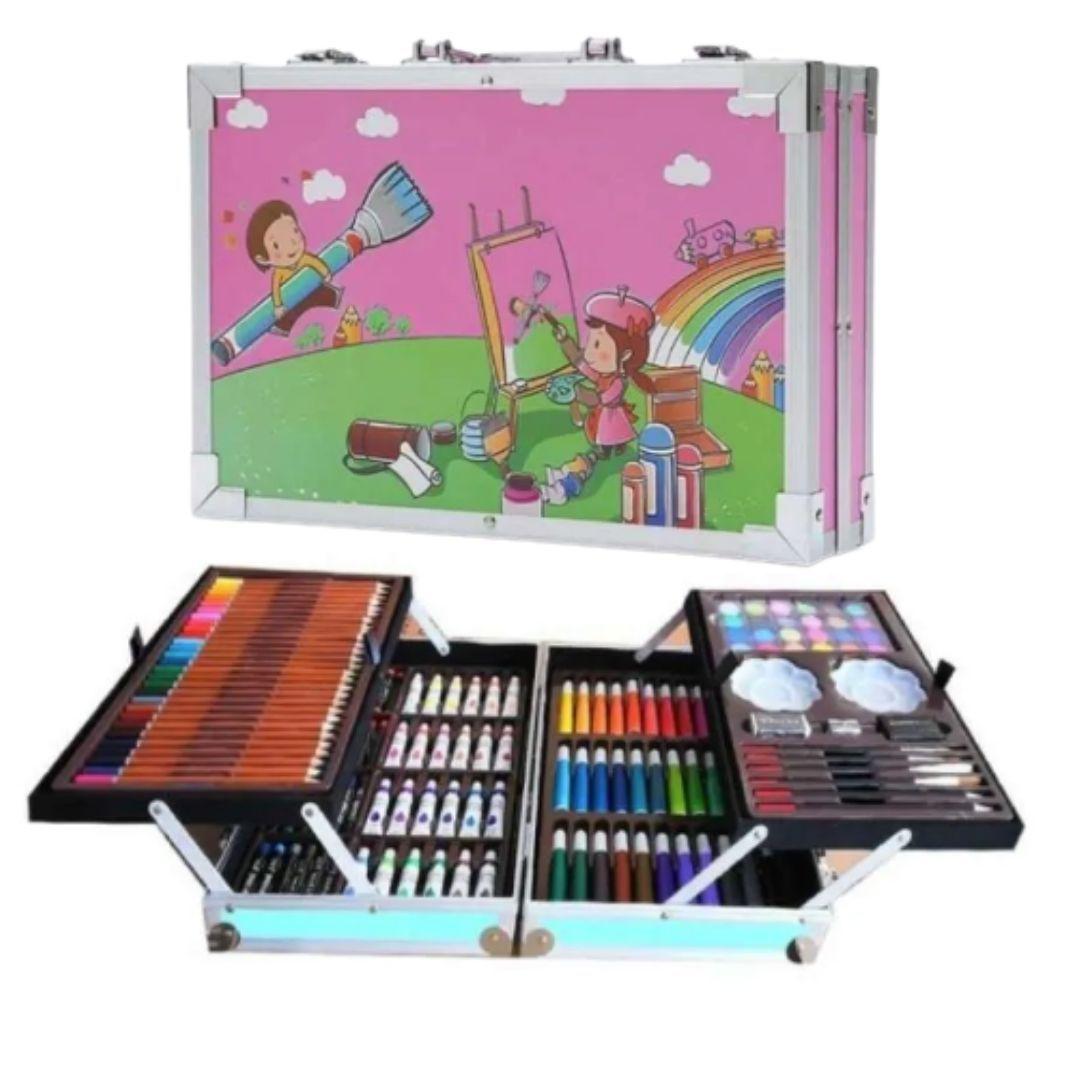 Kit De Arte 145 Piezas 2 niveles con Estuche de Aluminio-0