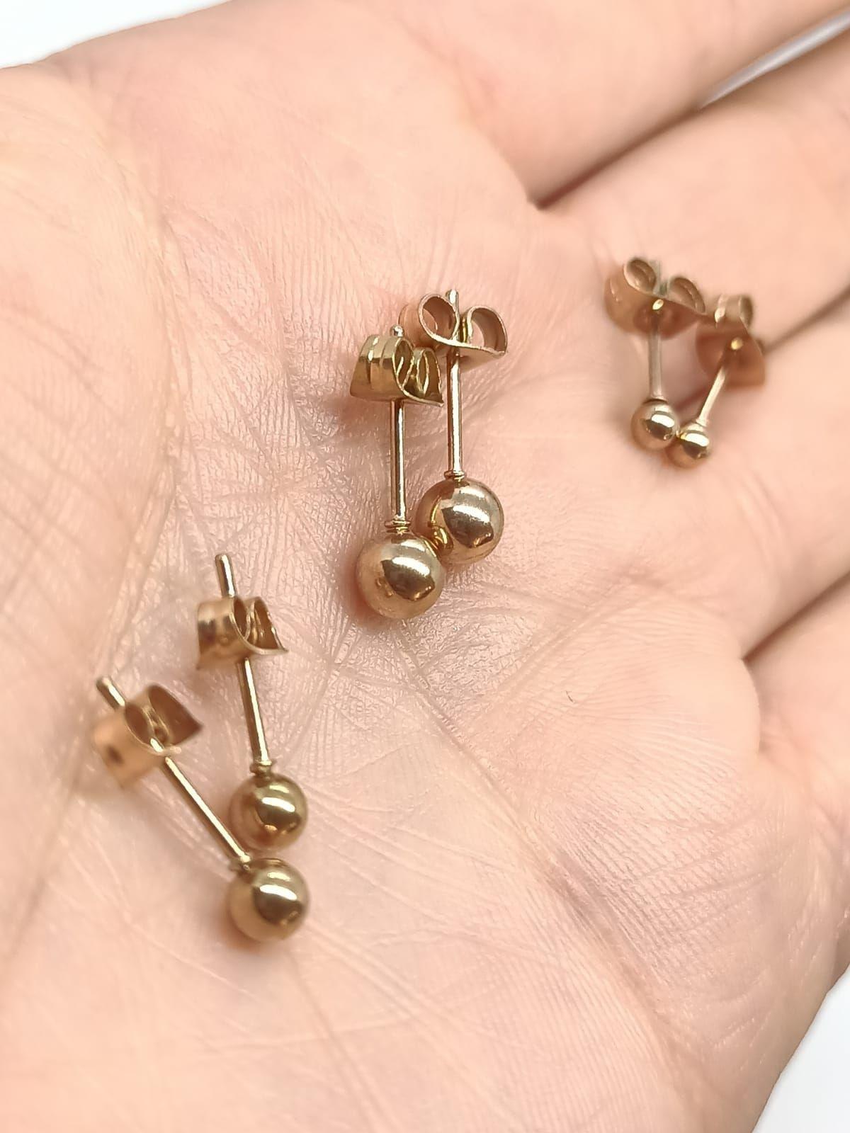 Pendientes Esferas de 3mm chapados en oro rosa 14kl-3