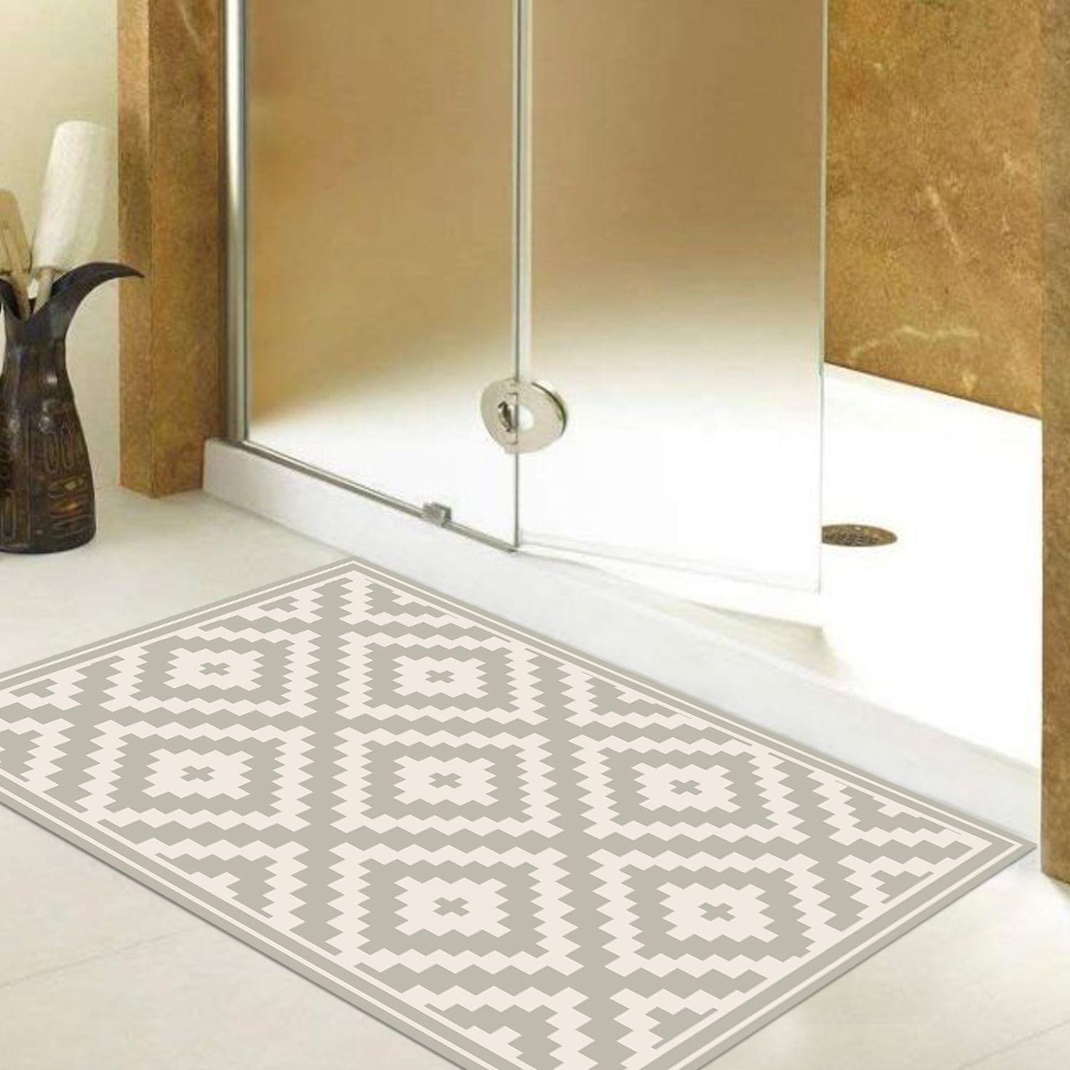 Alfombra Decorativa Baño Cocina Rombos Ceniza 50X70Cm-2