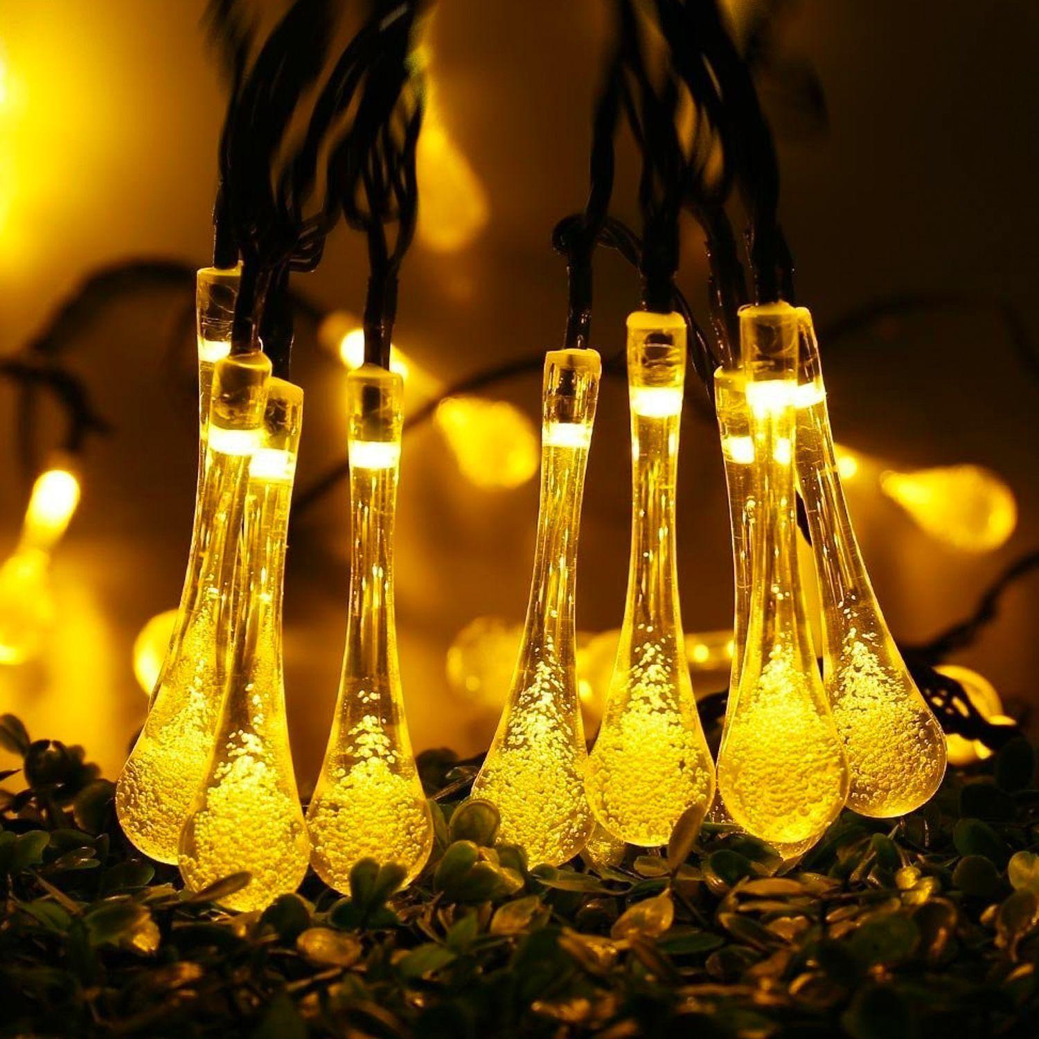 Guirnalda Solar Hada de Gotas 50 Led 7 Metros Cálidas-7