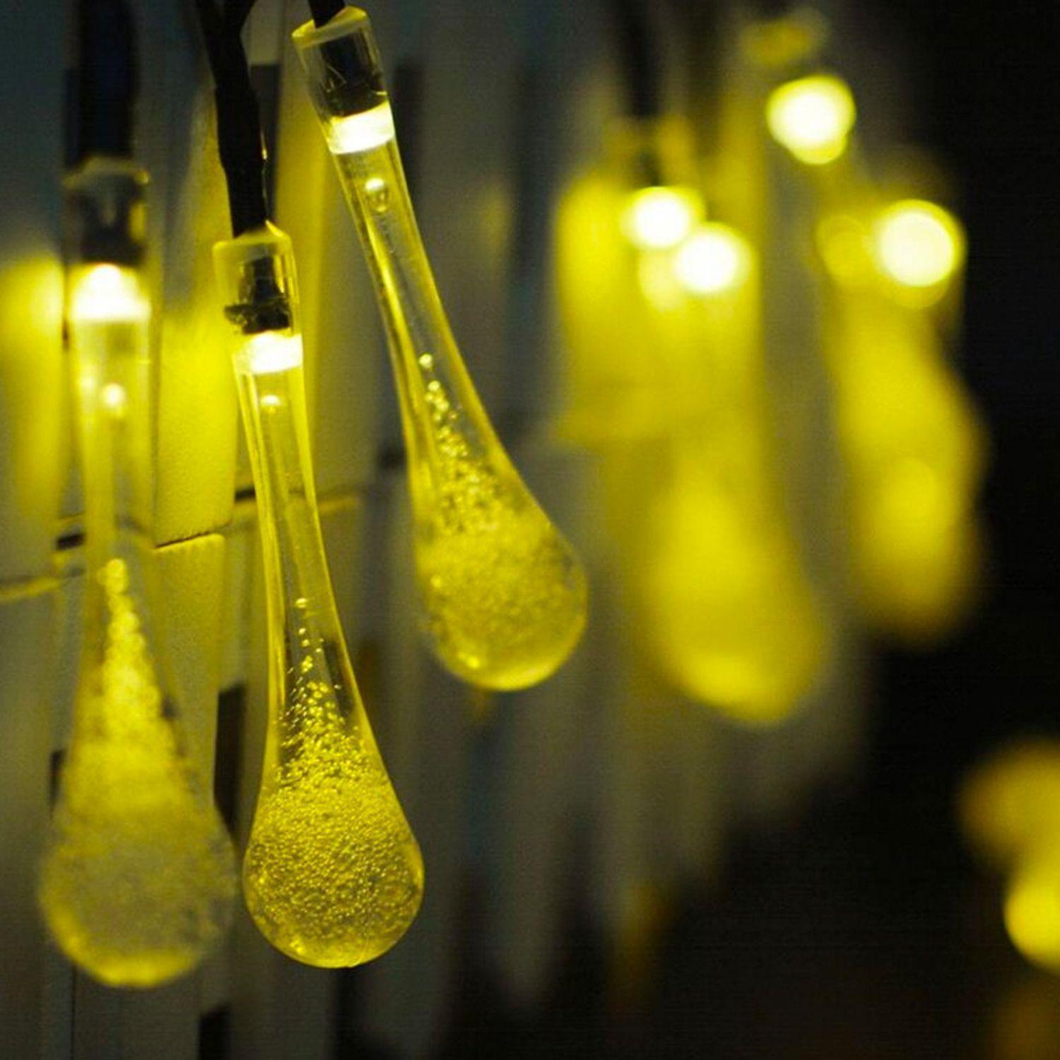 Guirnalda Solar Hada de Gotas 50 Led 7 Metros Cálidas-5