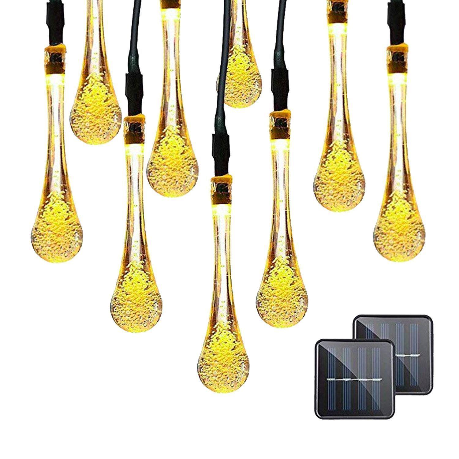 Guirnalda Solar Hada de Gotas 50 Led 7 Metros Cálidas-0