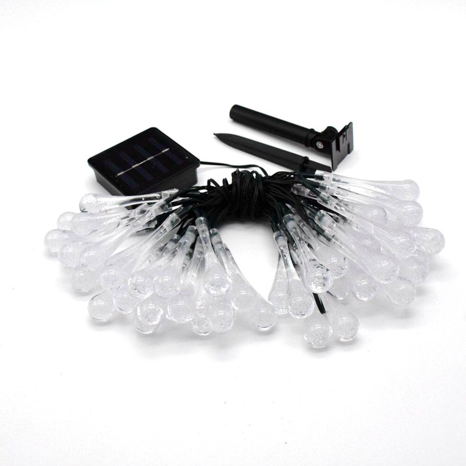 Guirnalda Solar Hada de Gotas 50 Led 7 Metros Cálidas-1