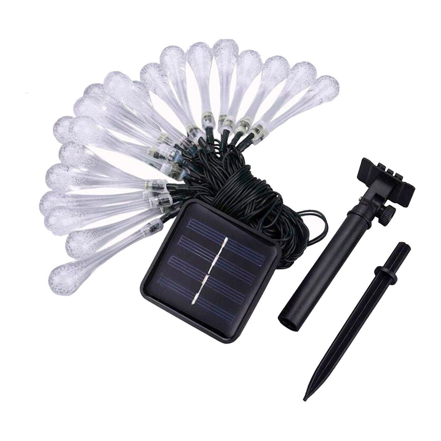 Guirnalda Solar Hada de Gotas 50 Led 7 Metros Cálidas-2