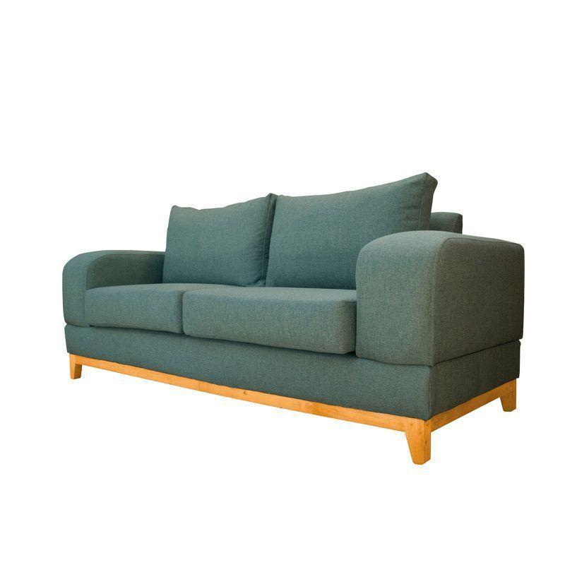 Sofá Basalto Chenille Tipo Lino Verde 3 Cuerpos-2