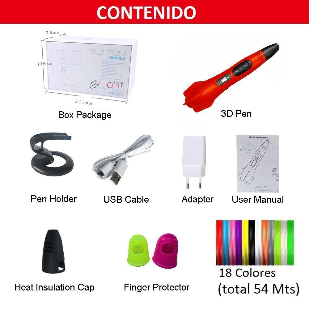 Boligrafo de impresión 3D Misil Smaffox SMA-2 + 54mts - rojo-5