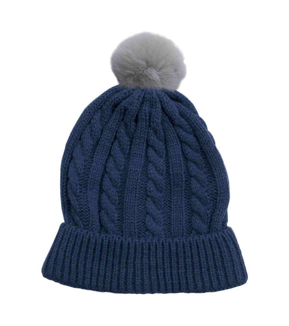 Gorro Azul Con Pompón Talla S Para Bebé -0