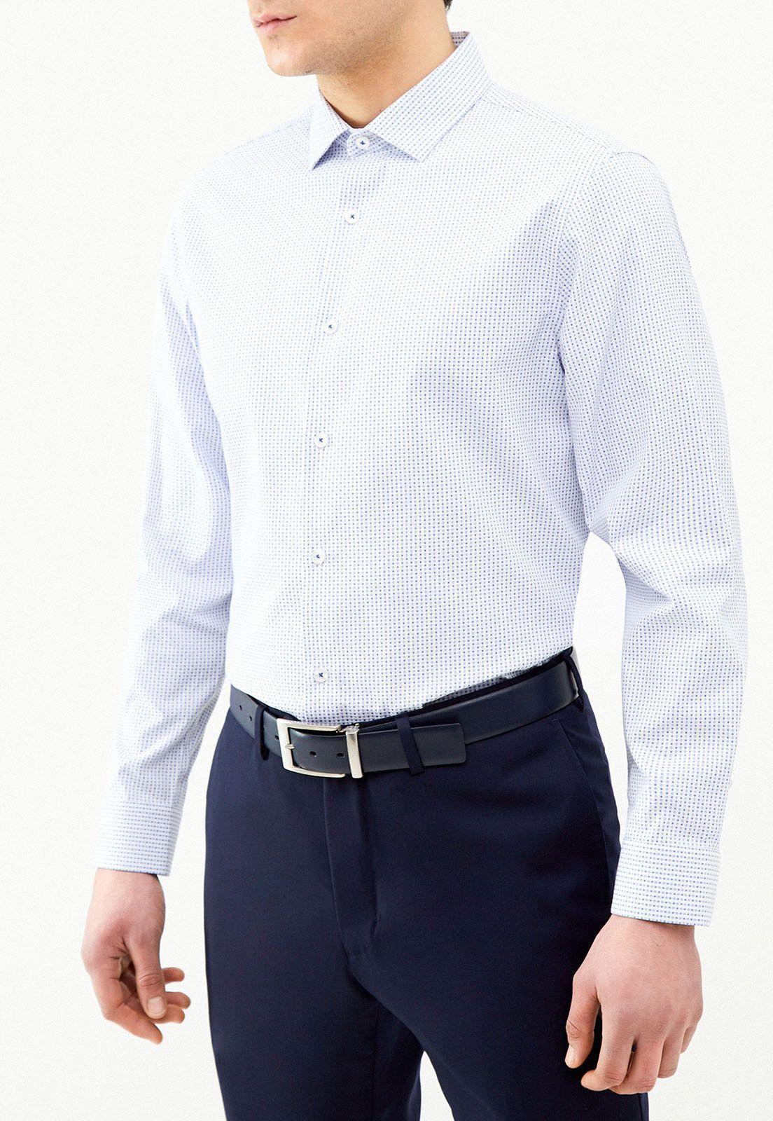 Camisa formal dobby azul-0