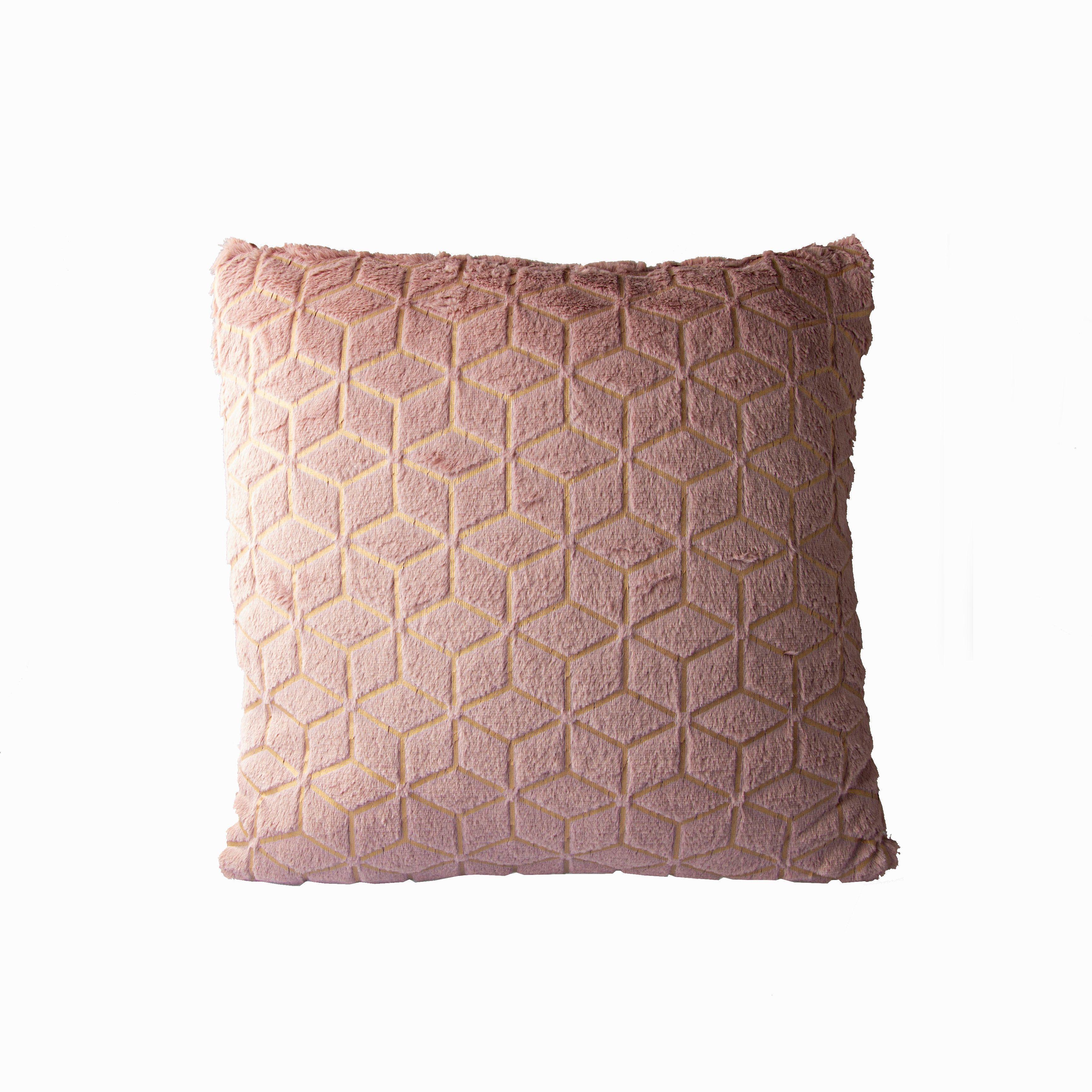 Set de 2 Cojines Peludo Diseño Geométricos Rosa 45 X 45CM-2