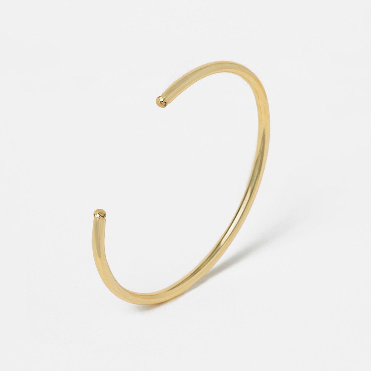 Brazalete Mujer Enchape Oro 18 Kt Liso Pskjoyas Naomi-0