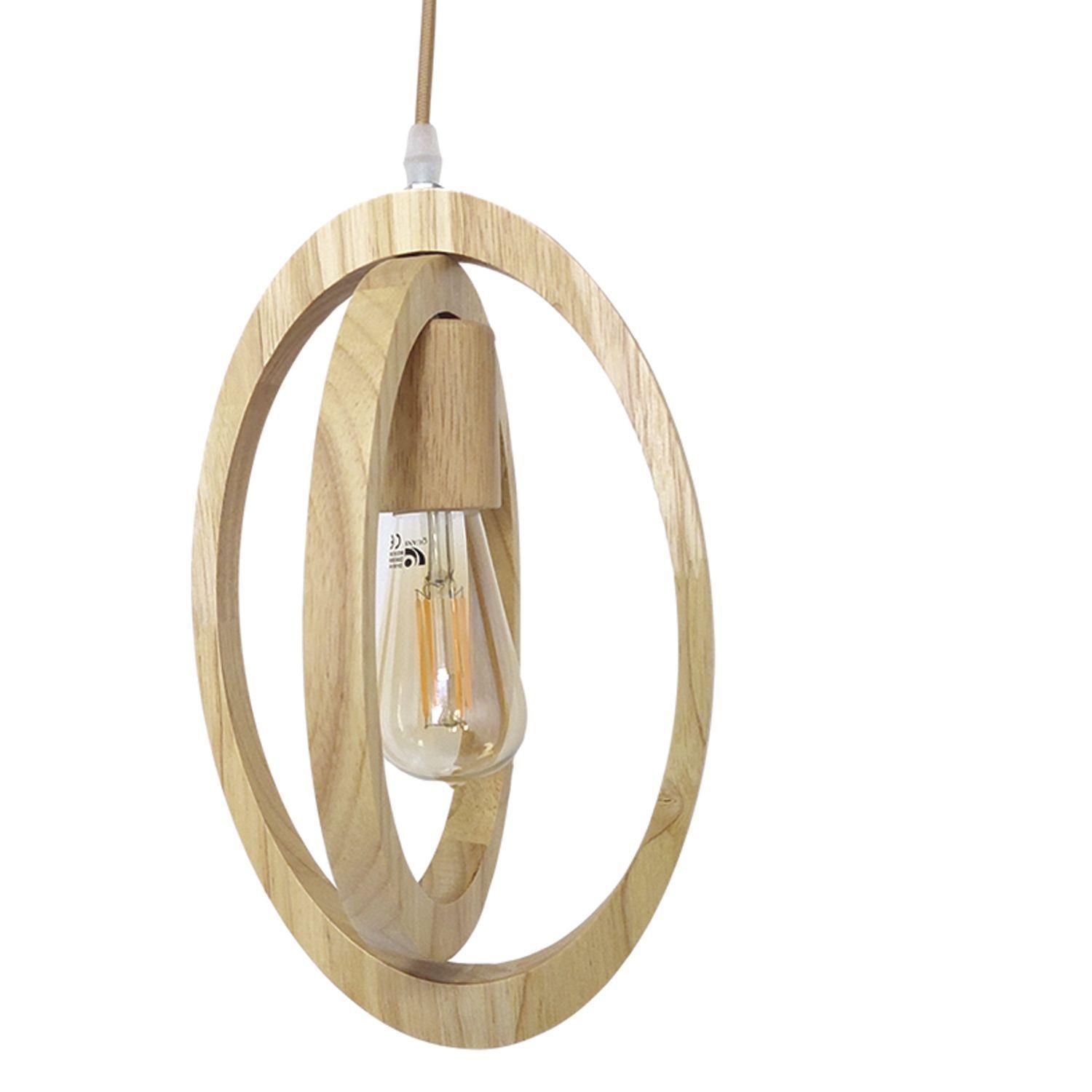 Lámpara Colgante de Madera Decorativa Ovalada E-27-2