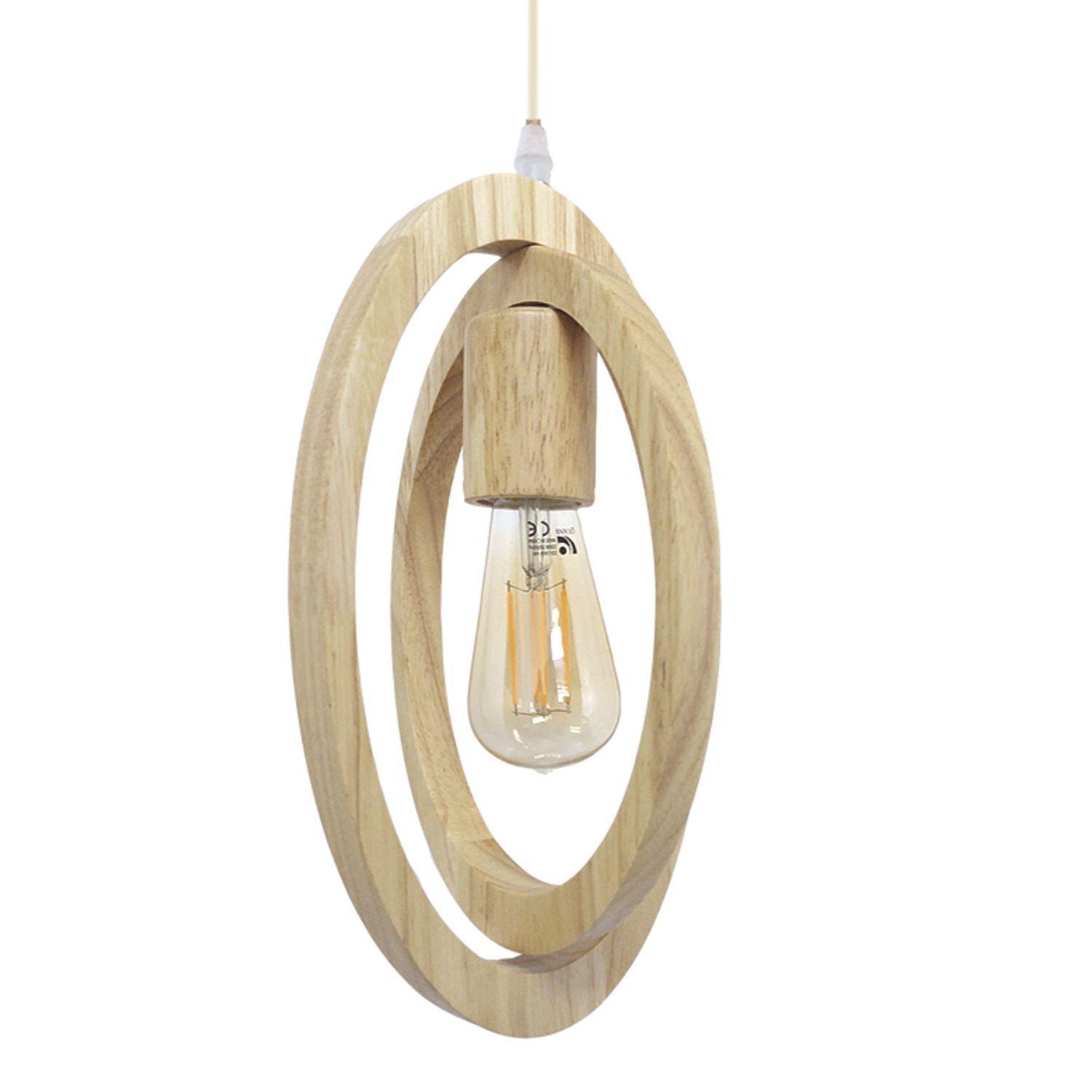 Lámpara Colgante de Madera Decorativa Ovalada E-27-1