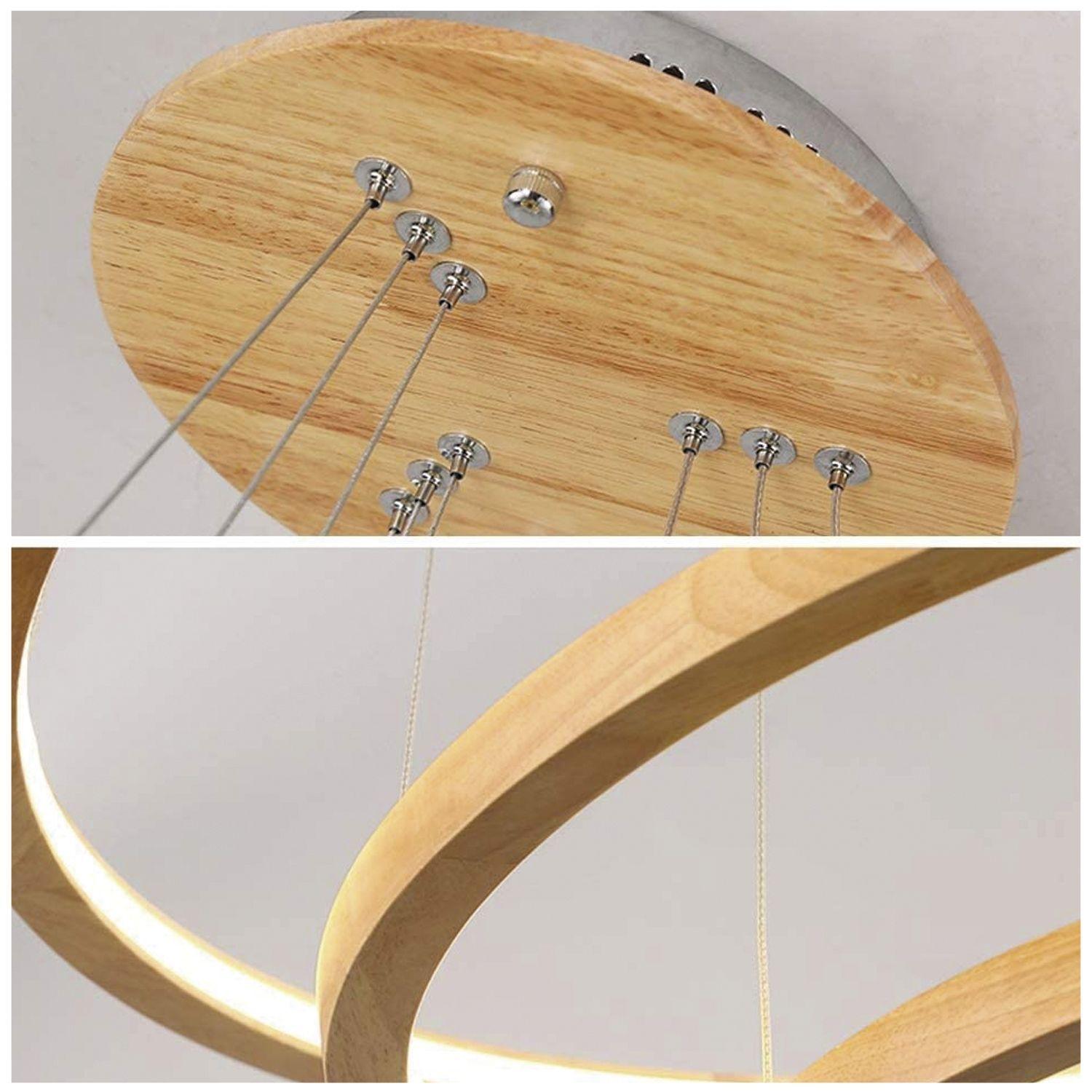 Lámpara Colgante LED 3 Círculos 76W Madera Bancroft-5