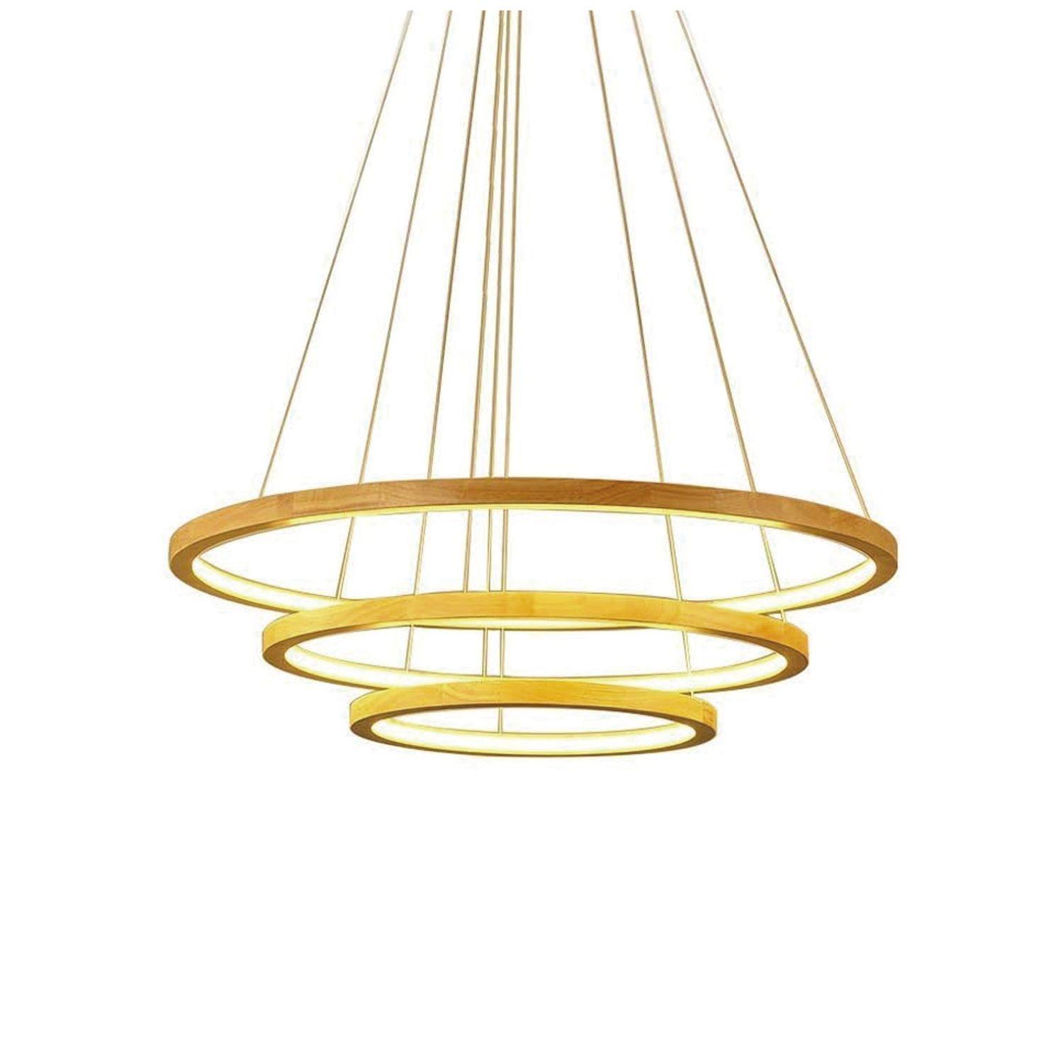 Lámpara Colgante LED 3 Círculos 76W Madera Bancroft-1