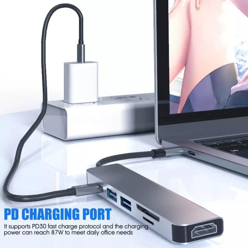 Hub Tipo C 6 en 1 Hdmi 4k Sd Pd Compatible Mac y Windows-4