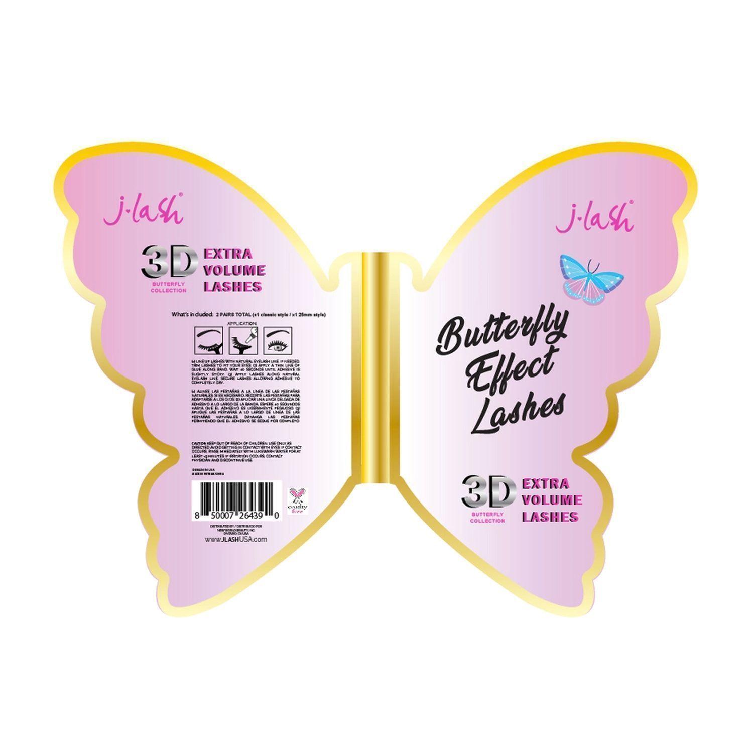 Kit Pestañas "Butterfly Effect" 3D J-Mask + Delineador Adhesivo "Stuck On You" Negro Rude Cosmetics-1