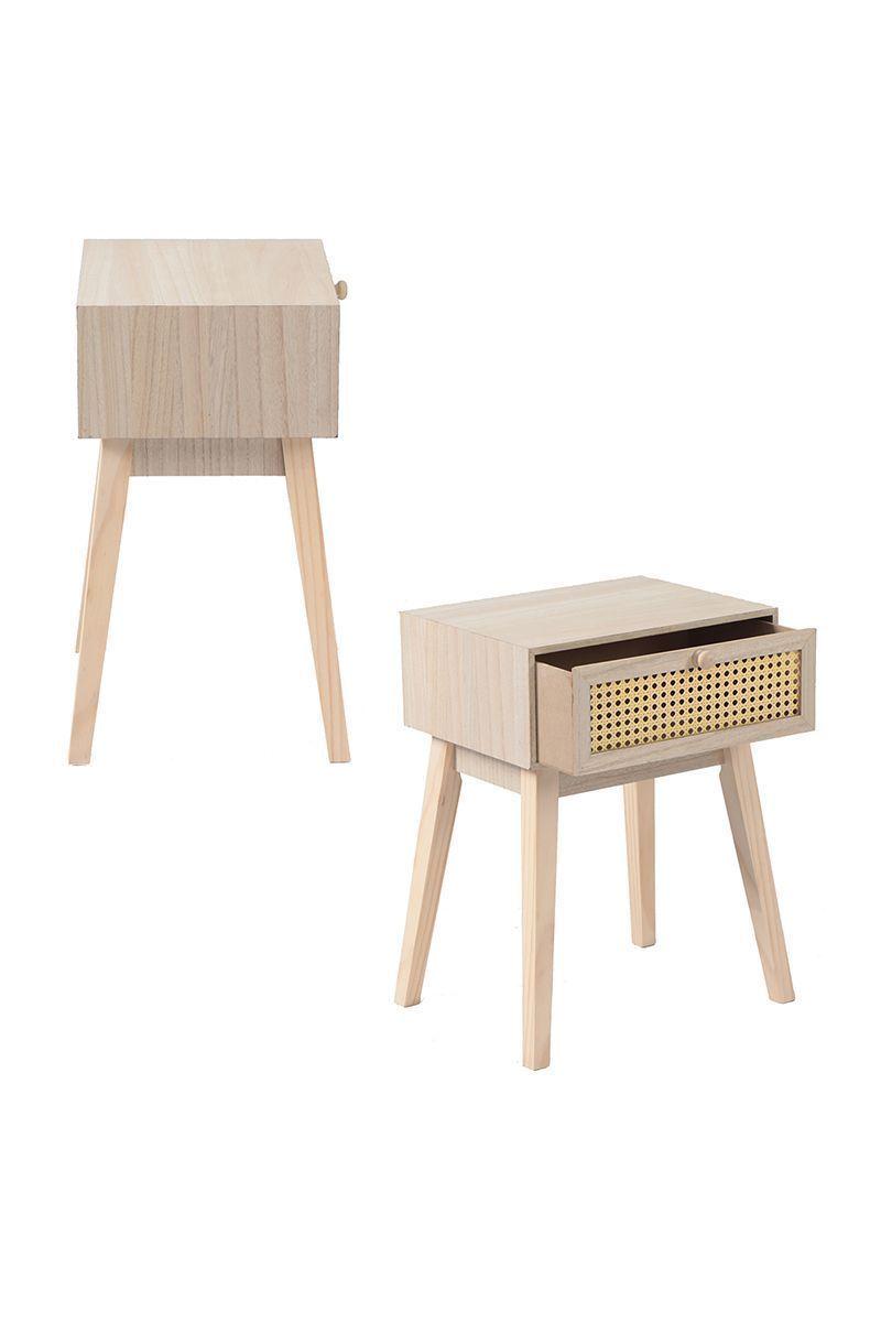 Velador Rejilla 1 Cajón Patas Largas Café-3