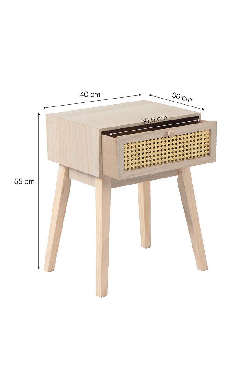 Velador Rejilla 1 Cajón Patas Largas Café-2