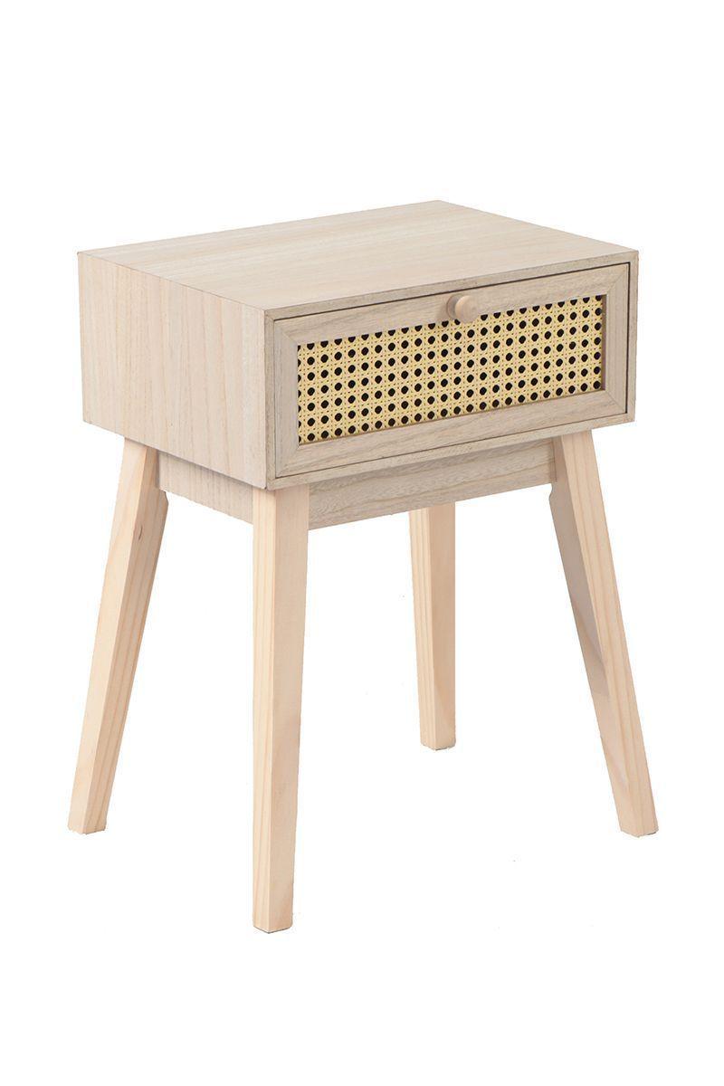 Velador Rejilla 1 Cajón Patas Largas Café-0