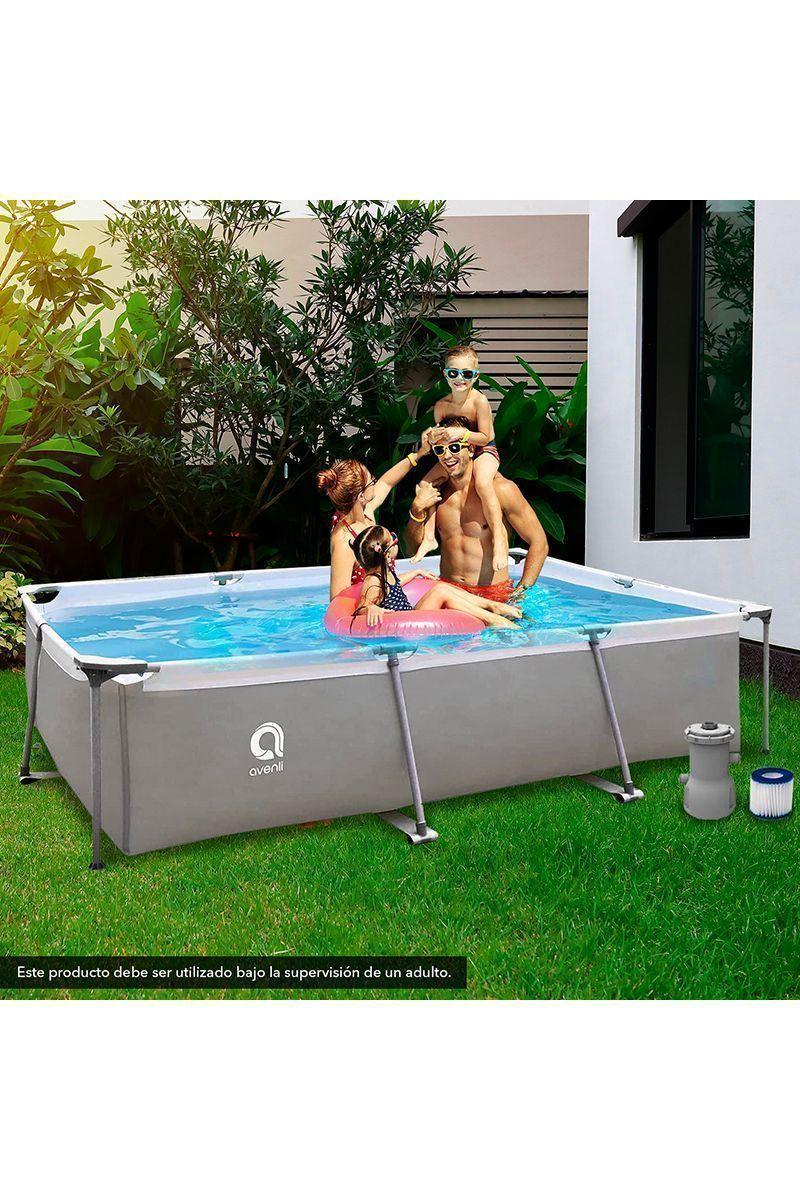 Piscina Rectangular Filtro 3701L 65x300x207cm Gris-1