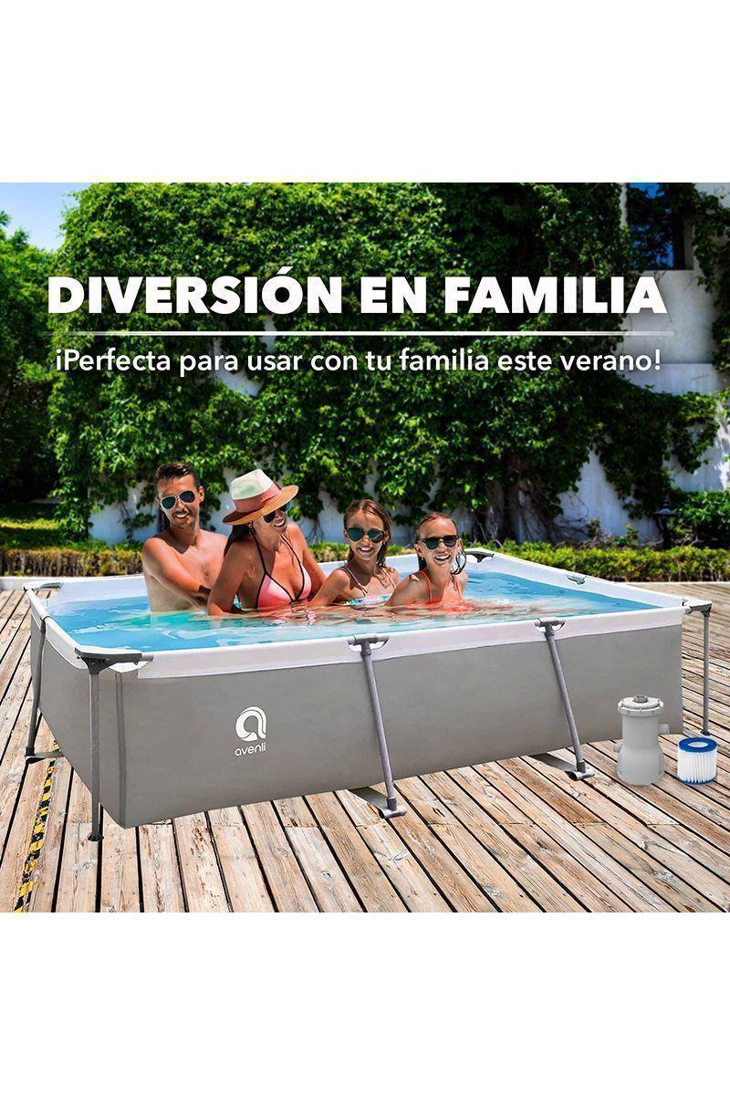 Piscina Rectangular Filtro 3701L 65x300x207cm Gris-4