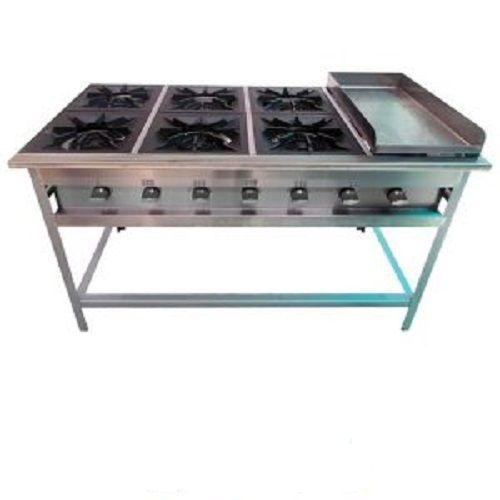 Anafe Industrial a gas 6 platos con Plancha Churrasquera.-0