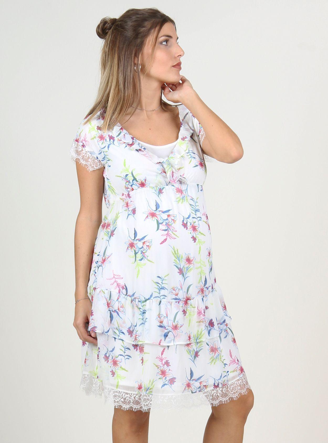Vestido Blanco con flores lactancia-3