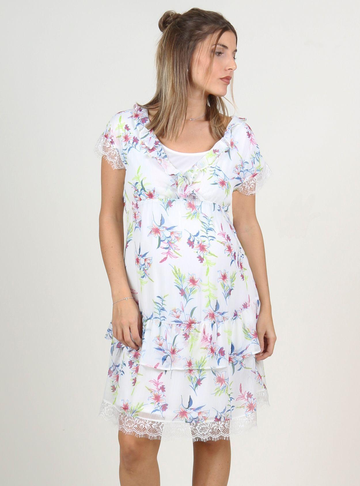 Vestido Blanco con flores lactancia-2