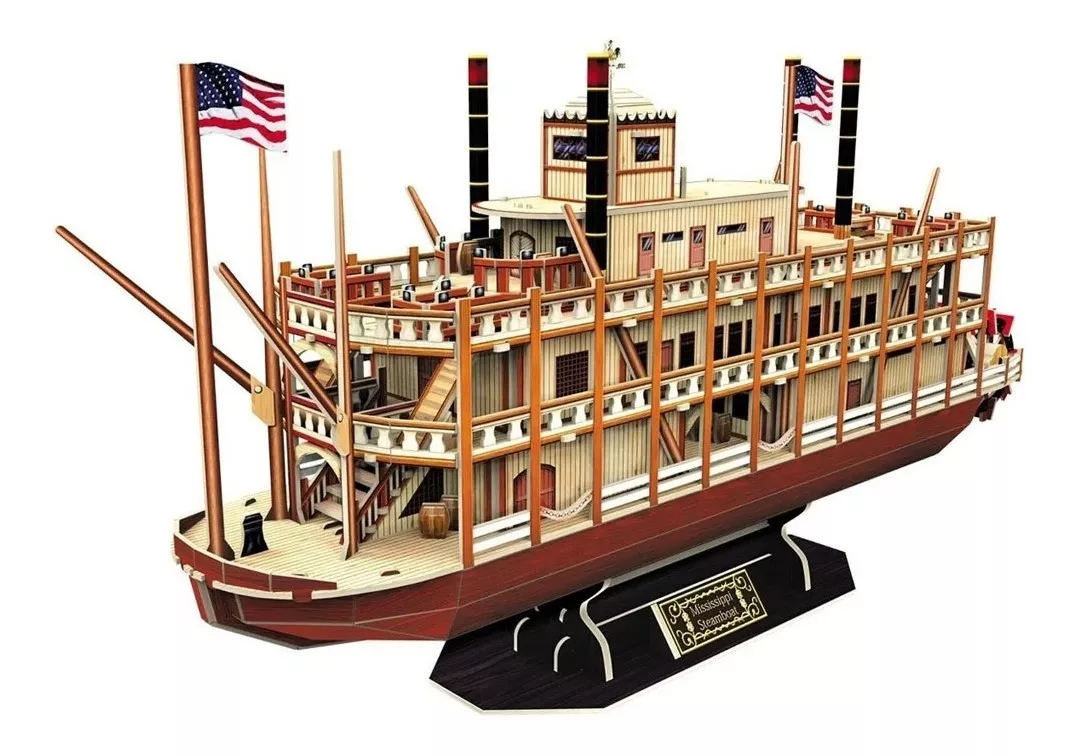 Rompecabezas Puzzle 3d Mississippi Steamboat 142 Piezas-1