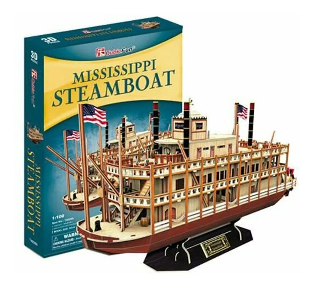 Rompecabezas Puzzle 3d Mississippi Steamboat 142 Piezas-0