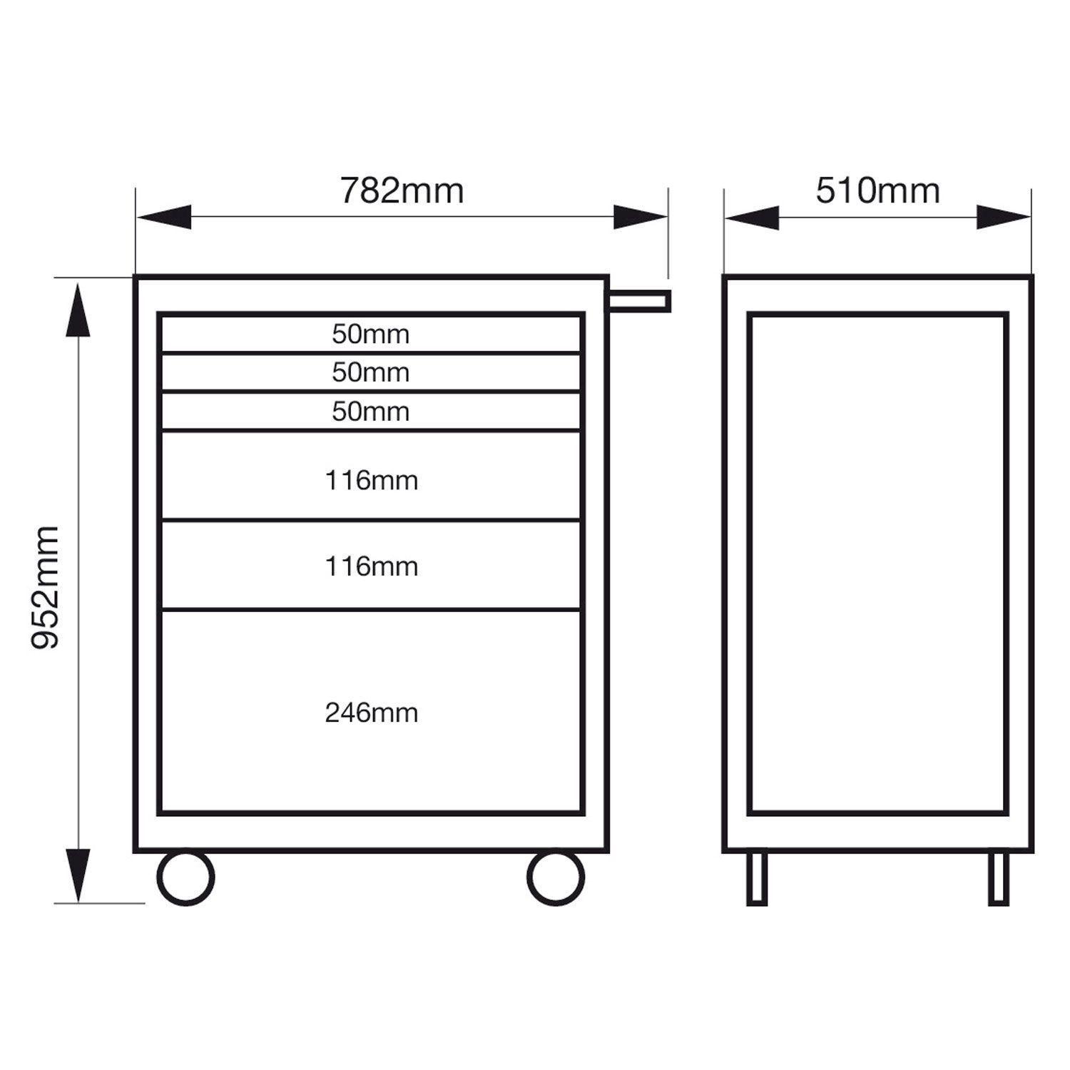 Carro Porta Herramientas Heavy Duty 6 Cajones Capacidad 600Kg 203L Bahco-2
