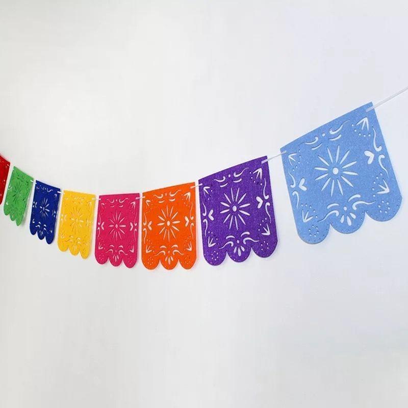 Banderines Mexicanos de Adorno, Decoración Fiestas y Eventos, de Papel (8 Banderitas)-3