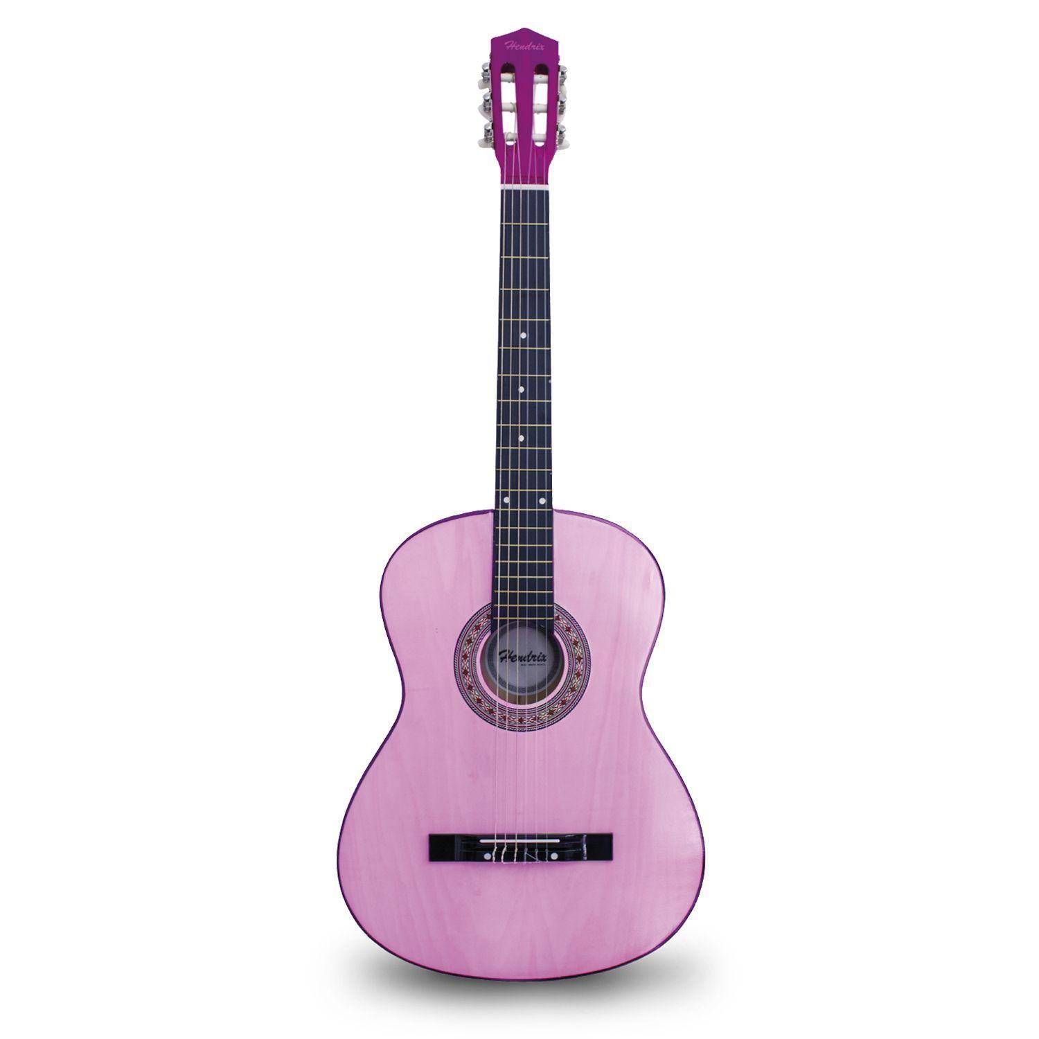 Guitarra Clásica 36 Pulgadas Rosada Con Funda Hendrix-0