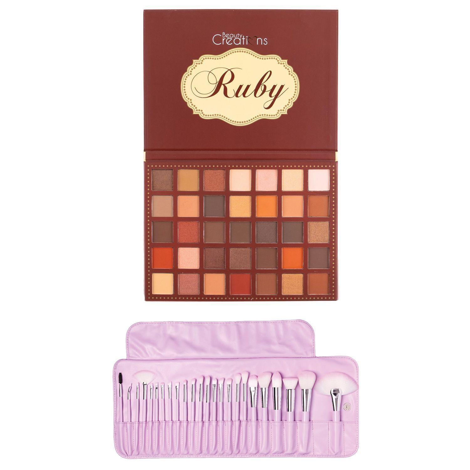 Pack Paleta De Sombra "Ruby"+ Set 24 Brochas Pastel Marshmallow de Beauty Creations-0