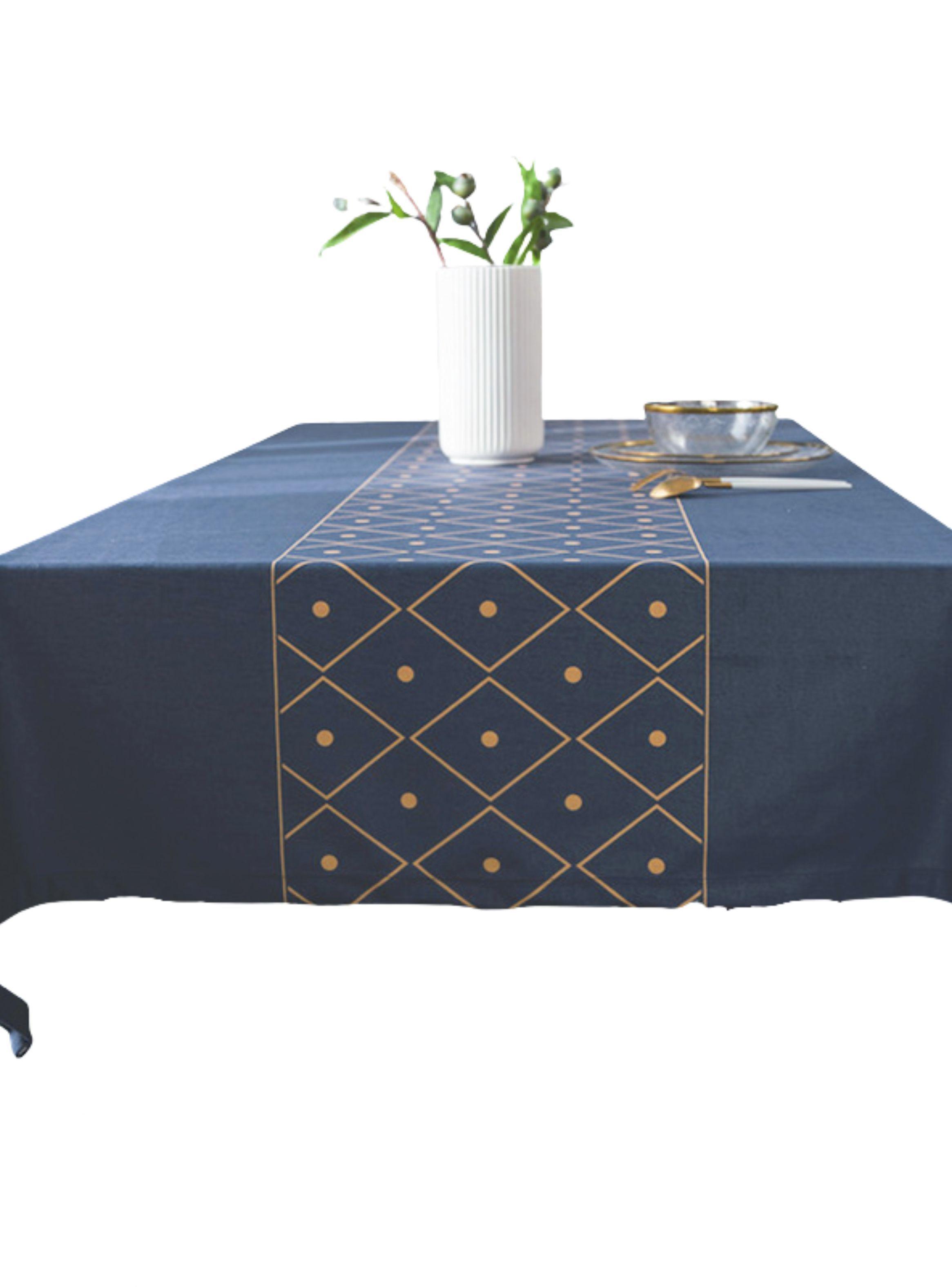 Mantel RectangularAzul Estampado en el Centro-0