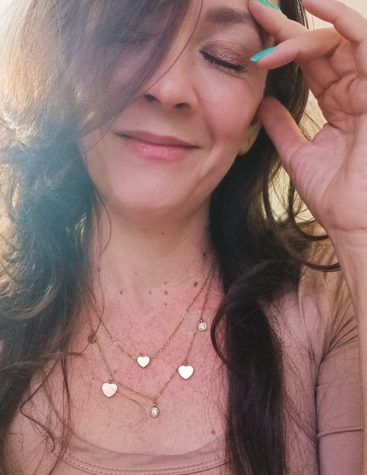 Conjunto Multicapa Colgante Corazon Chapado En Oro 18k Amor-6