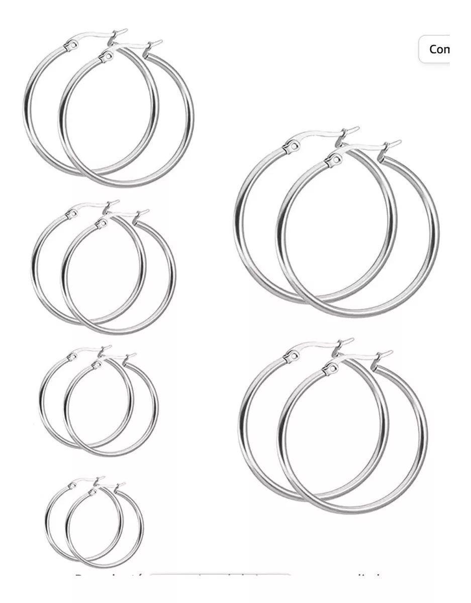 Aros Argolla Acero Quirurgico ,varias Medidas Pack 5 Pares-2