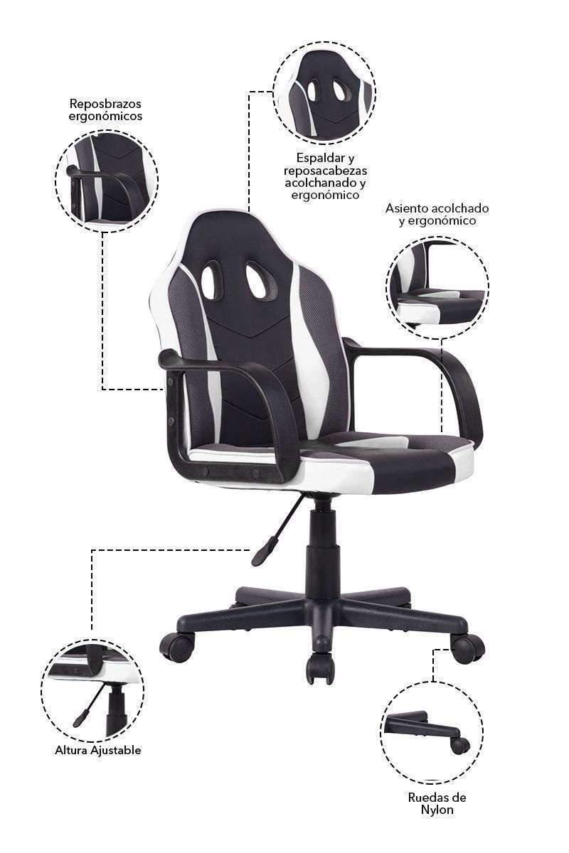 Silla Gamer Altura Ajustable Thunder Blanco-30