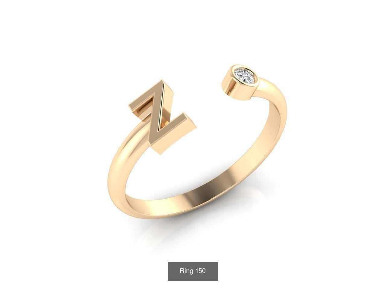 Anillo Iniciales Oro 18k con Circón - E-1