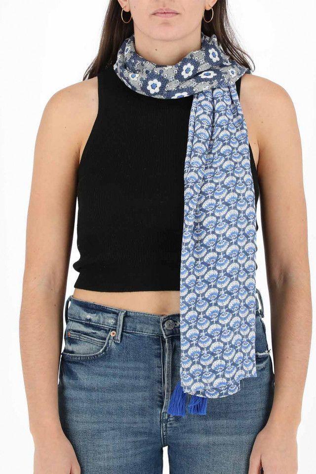Pañuelo Estampado Azul Y Blanco Beachcomber Abanicos Humana-2