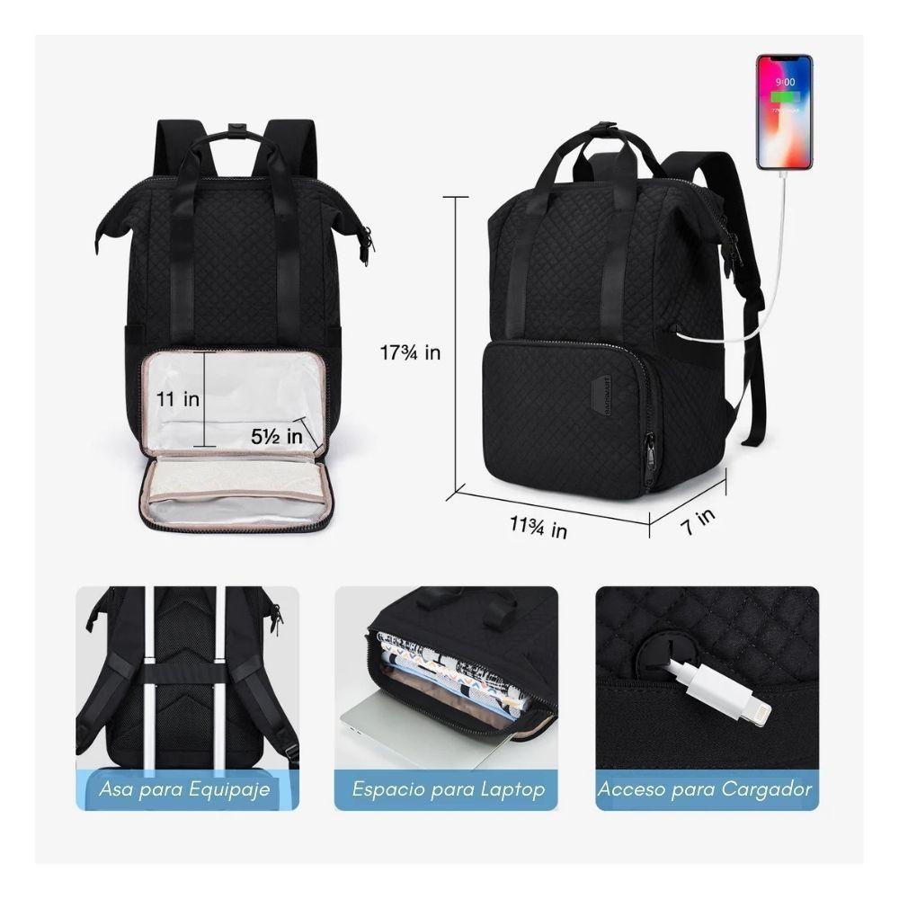 Bagsmart - Mochila con Lonchera Integrada Bonchemin para 15.6" - Negro-7